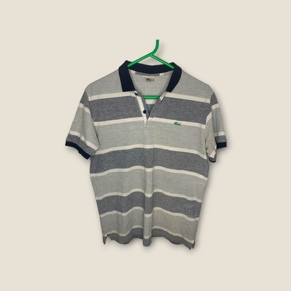 Lacoste  Grey Striped Polo size: XXL - Picture 3 of 3